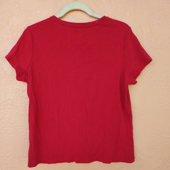 Red St.John Bay Short Sleeves Tshirt Cotton Pull Over Size Petite ( PL) - Picture 8 of 13